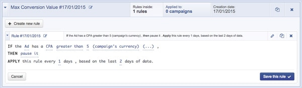 Facebook AdExpresso Automation Rules
