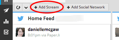 Add a new stream in Hootsuite