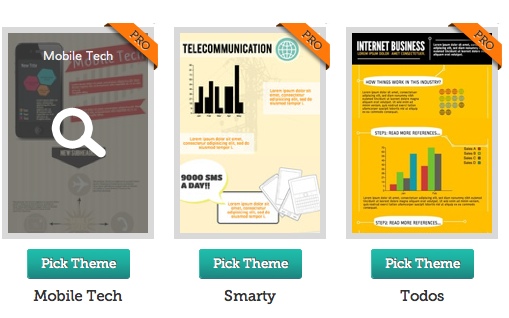 Piktochart selecting theme - Make your own infographic