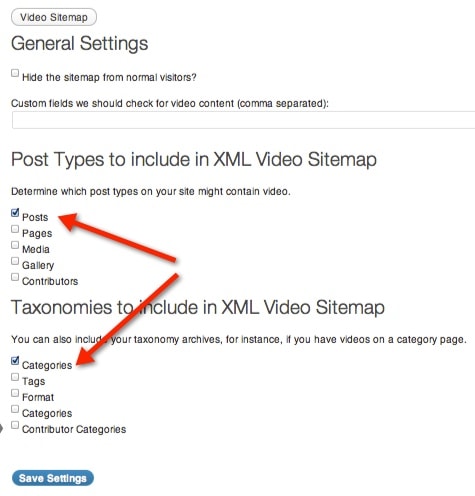Yoost Video Sitemap - Indexing Posts and Categories